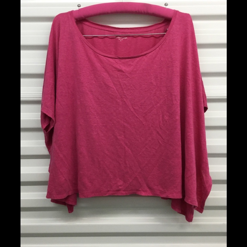 Eileen fisher pink linen crop top size XL🌺